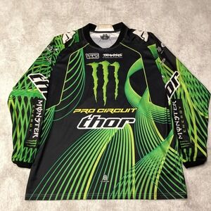 Thor Phase Monster Energy Motocross Pro Circuit Racing Jersey Black Green Men XL